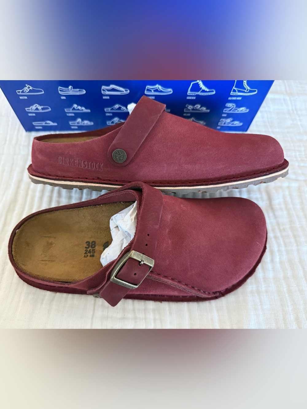 NWT Birkenstock Lutry Premium Suede Leather Clogs Size 38 Medium/Narrow